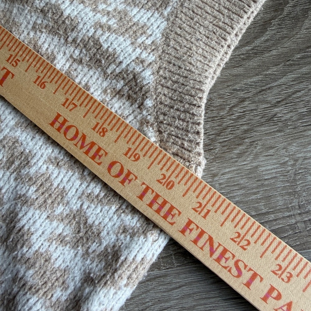 Abercrombie & Fitch Tan Houndstooth V-Neck Sweater Vest Womens Large Soft Knit - Picture 5 of 6